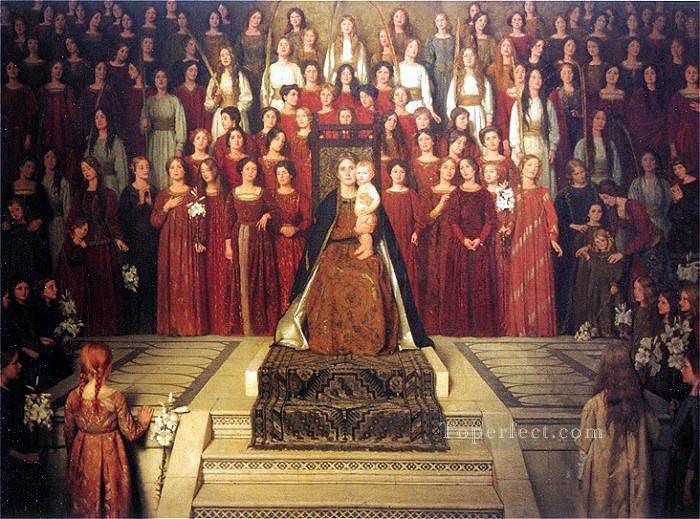 The Mother Enthroned Pre Raphaelite Thomas Cooper Gotch Oil Paintings
